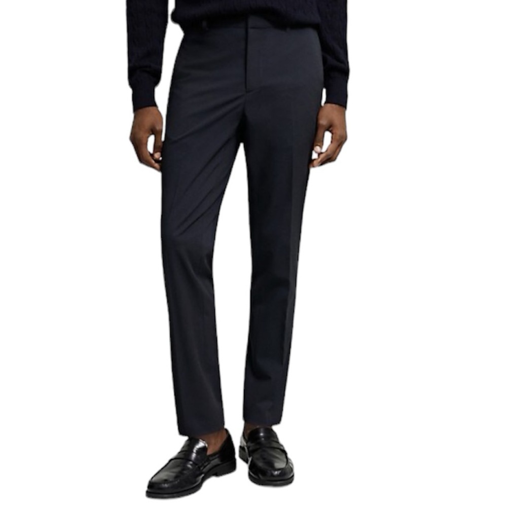 Mango NWT Men’s Paulo Slim-Straight Dress Trousers in Black Size 28 NEW